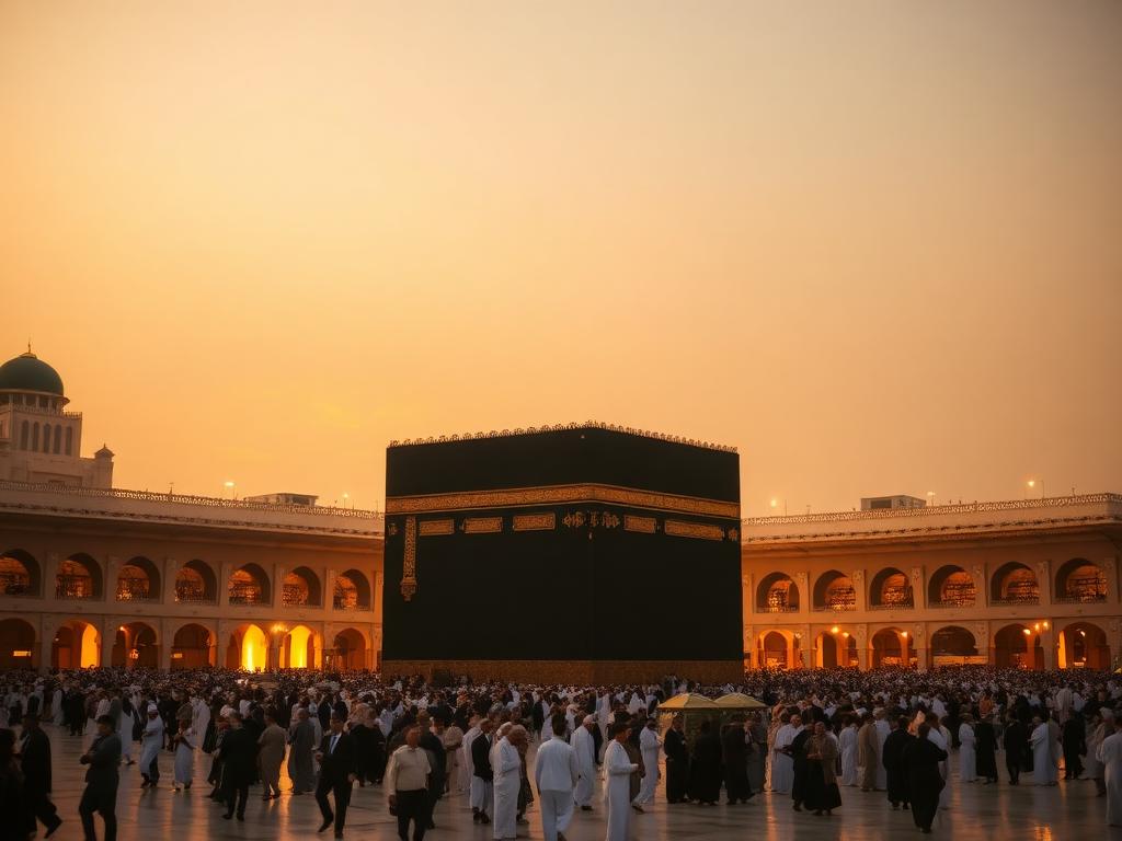 La Kaaba à La Mecque à l'heure dorée